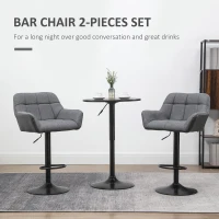 HOMCOM Swivel Barstools Set of 2 Adjustable Bar Stools with Footrest Armrests and PU Leather Back for Dining Room Grey(m-4)