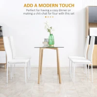 HOMCOM 4 Set Dining Chairs High Back Faux Leather Kitchen Chairs for Living Room Kitchen White(m-4)