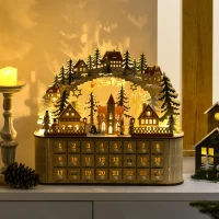 HOMCOM Christmas Advent Calendar, Countdown to Christmas Table Decoration with 24 Drawers, Lights, Battery Operated(m-7)