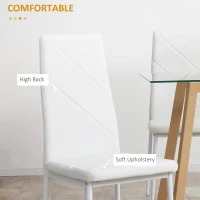 HOMCOM 4 Set Dining Chairs High Back Faux Leather Kitchen Chairs for Living Room Kitchen White(m-6)