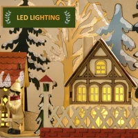 HOMCOM Christmas Advent Calendar, Countdown to Christmas Table Decoration with 24 Drawers, Lights, Battery Operated(m-4)