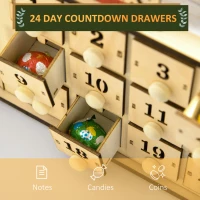 HOMCOM Christmas Advent Calendar, Countdown to Christmas Table Decoration with 24 Drawers, Lights, Battery Operated(m-5)