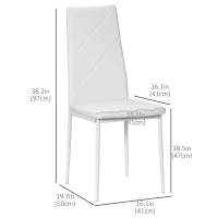 HOMCOM 4 Set Dining Chairs High Back Faux Leather Kitchen Chairs for Living Room Kitchen White(m-3)