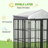 PawHut 6' x 4' Dog Kennel, Outdoor Dog Playpen Run with Waterproof, UV Resistant Canopy, Heavy-Duty Chain Link for Medium and Large Dogs(m-6)