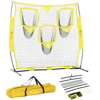 Soozier Portable Soccer Goal Target Net with Carry Bag, Soccer Training Equipment for Aim and Muscle Memory, Shooting Net for Backyard, 3 Pockets(m-1)