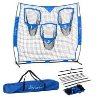Soozier Portable Soccer Goal Target Net with Carry Bag, Soccer Training Equipment for Aim and Muscle Memory, Shooting Net for Backyard, 3 Pockets(m-1)