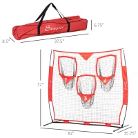 Soozier Portable Soccer Goal Target Net with Carry Bag, Soccer Training Equipment for Aim and Muscle Memory, Shooting Net for Backyard, 3 Pockets(m-3)