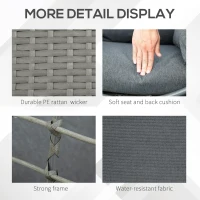 Outsunny Wicker Egg Chair, 360 Rotating Indoor Outdoor Boho Basket Seat with Cushion and Pillows for Backyard, Porch, Patio, Garden, Handwoven All-Weather PE Rattan, Steel Frame, Gray(m-5)