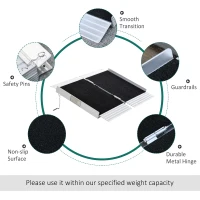 HOMCOM 2ft Portable Wheelchair Ramp Aluminum Threshold Mobility Singlefold for Scooter with Carrying Handle Non-skid Surface 600lbs(m-5)