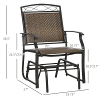 Outsunny Set of 2 Outdoor Glider Chairs, Porch & Patio Rockers for Deck with PE Rattan Seats, Steel Frames for Garden, Backyard, Poolside, Brown(m-3)