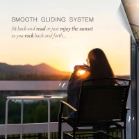 Outsunny Set of 2 Outdoor Glider Chairs, Porch & Patio Rockers for Deck with PE Rattan Seats, Steel Frames for Garden, Backyard, Poolside, Brown(m-4)