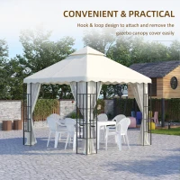 Outsunny 10' x 10' Gazebo Replacement Canopy Cover, 2 Tier Gazebo Roof Replacement TOP ONLY, Cream(m-6)