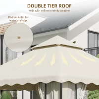Outsunny 10' x 10' Gazebo Replacement Canopy Cover, 2 Tier Gazebo Roof Replacement TOP ONLY, Cream(m-5)