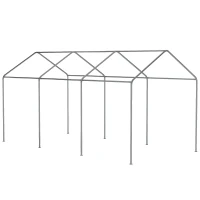 Outsunny 10' x 20' Party Tent and Carport, Height Adjustable Portable Garage, Outdoor Canopy Tent 8 Legs without Sidewalls for Car, Truck, Boat, Motorcycle, Bike, Garden Tools, Gray(m-8)