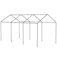 Outsunny 10' x 20' Party Tent and Carport, Height Adjustable Portable Garage, Outdoor Canopy Tent 8 Legs without Sidewalls for Car, Truck, Boat, Motorcycle, Bike, Garden Tools, Beige(m-8)