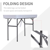 Outsunny 4ft Folding Picnic Table, Fish Fillet Cleaning Table, Camping Party Desk with Sink, White(m-4)