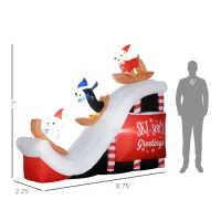 HOMCOM 8.5FT Long Christmas Inflatables Outdoor Decorations Polar Bear, Penguin and Reindeer on the Slope, Blow-Up LED Yard Christmas Decor, Waterproof(m-3)