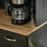 HOMCOM 71" Kitchen Buffet with Hutch, Freestanding Kitchen Cabinet with Doors, Drawers, Microwave Counter, Black(m-9)