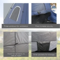 Outsunny 3-4 Person Automatic Camping Tent w/ Porch, Pop Up Tent, Portable Backpacking Shelter with Mesh Windows, Zipped Door, Floor, Hang Hook & Portable Carry Bag, Dark Blue(m-7)