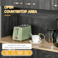 HOMCOM 71" Kitchen Buffet with Hutch, Freestanding Kitchen Cabinet with Doors, Drawers, Microwave Counter, Black(m-5)