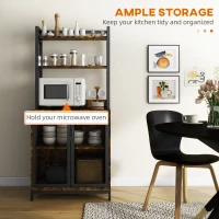 HOMCOM Industrial Baker's Rack Multi-tier Microwave Stand, Rustic Brown(m-4)