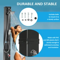 Outsunny 10.6 Gallons Solar Heated Shower with 360 Rotating Rainfall, Handheld Shower Head, Temperature Adjustment & Foot Shower, 2-Section Outdoor Shower for Backyard Poolside Beach Pool Spa, 7ft(m-7)