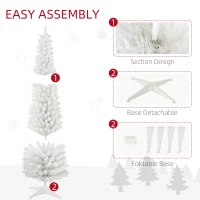 HOMCOM 6' Decorated Christmas Tree Snow Flocked Artificial Christmas Tree with Pencil Shape, Realistic Branches, White(m-6)