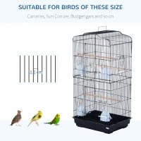 PawHut 36" Bird Cage for Finches Canaries Budgies, Parrot Cage with Accessories Handle, Black(m-4)