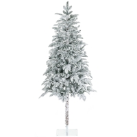 HOMCOM 6' Artificial Flocked Christmas Trees, with Snow Frosted Branches, Auto Open, Steel Base