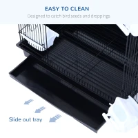 PawHut 36" Bird Cage for Finches Canaries Budgies, Parrot Cage with Accessories Handle, Black(m-6)