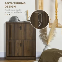 HOMCOM Shoe Storage Cabinet Organizer for 12 Pairs of Shoes with 2 Flip Drawers and Adjustable Shelves, Walnut(m-7)