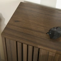 HOMCOM Shoe Storage Cabinet Organizer for 12 Pairs of Shoes with 2 Flip Drawers and Adjustable Shelves, Walnut(m-9)