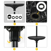 Outsunny 23" Outdoor Umbrella Table Tray with Adjustable Height, Round Patio Table with Umbrella Hole for Swimming Pool, Beach, Patio, Deck, Garden, Black(m-8)