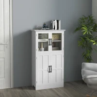 HOMCOM Modern Sideboard Cabinet, Freestanding Sideboards and Buffets with Glass Doors, 4-tier Shelving and Adjustable Shelves(m-1)