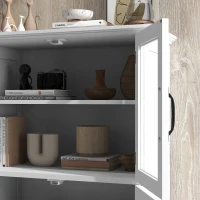 HOMCOM Modern Sideboard Cabinet, Freestanding Sideboards and Buffets with Glass Doors, 4-tier Shelving and Adjustable Shelves(m-9)