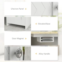 kleankin Narrow Bathroom Storage Cabinet, Freestanding Bathroom Cabinet with Open Shelves, Chevron Door and Adjustable Shelf, White(m-6)