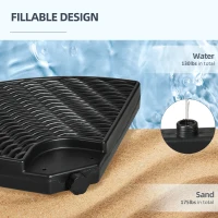Outsunny 4PCs Cantilever Umbrella Base Weights for Offset Banana Parasol, Wicker Effect HDPE Water or Sand Filled Patio Umbrella Weights with Built-in Handles, Black(m-5)