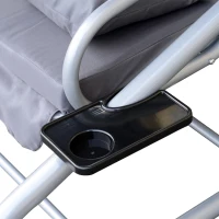 Outsunny 3-Seat Outdoor Patio Swing Chair, Converting Flat Bed, Canopy Swing with Adjustable Shade, Removable Cushions, Cup Holder, Grey(m-9)