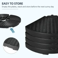 Outsunny HDPE Material Patio Umbrella Base Weights Sand Filled up to 150 Lb. for Any Offset Umbrella Base | 4-Piece, Water or Sand Filled, All-Weather, Black (Round)(m-7)