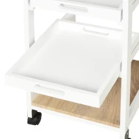 HOMCOM Bar Cart, 4-Tier Kitchen Cart with Removable Serving Tray, Kitchen Shelves on Wheels with Drawer for Dining Room, Living Room, White(m-9)