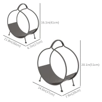 Outsunny 2-Piece Firewood Rack, 15 inch and 12 inch Round Log Holder for Fireplace, Outdoor Indoor Wood Storage Stacker, Black(m-3)