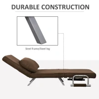 HOMCOM Adjustable Folding Convertible Single Sleeper Sofa Bed Chair Lounge Couch with Pillow (Brown)(m-6)