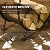 Outsunny 2-Piece Firewood Rack, 15 inch and 12 inch Round Log Holder for Fireplace, Outdoor Indoor Wood Storage Stacker, Black(m-4)