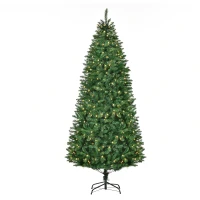 HOMCOM 7.5ft Tall Pre-lit Pine Artificial Christmas Tree with Realistic Branches, 450 Warm White LED Lights and 1146 Tips(m-1)