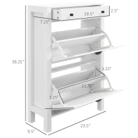 HOMCOM Shoe Storage Cabinet with 2 Flip Drawers for 8 Pairs of Shoes(m-3)