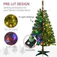 HOMCOM 4' Artificial Prelit Christmas Trees with Warm White or Colorful LED Lights, Auto Open(m-4)