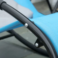 Outsunny Pool Lounger, Outdoor Rocking Lounge Chair for Sunbathing, Pool, Beach, Porch with Pillow and Cool Mesh, Sun Tanning Rocker, Sky Blue(m-9)