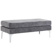 HOMCOM 48 Inches Upholstered Bedroom Bench, Modern End of Bed Bench with Double Layer Seat Cushions and Steel Legs, Dark Gray(m-1)