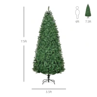 HOMCOM 7.5ft Tall Pre-lit Pine Artificial Christmas Tree with Realistic Branches, 450 Warm White LED Lights and 1146 Tips(m-3)