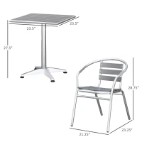 Outsunny 5-Piece Outdoor Patio Bistro Table Set with Aluminum Frame, Woodgrain-Style Tabletop & Draining Slat Design(m-3)